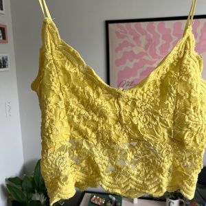 Yellow Lace Tank Top